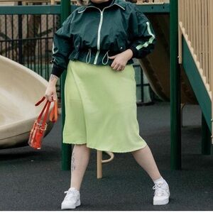 Eloquii Track Jacket with Peplum Green and Neon Contrast Size 16 *NWT*